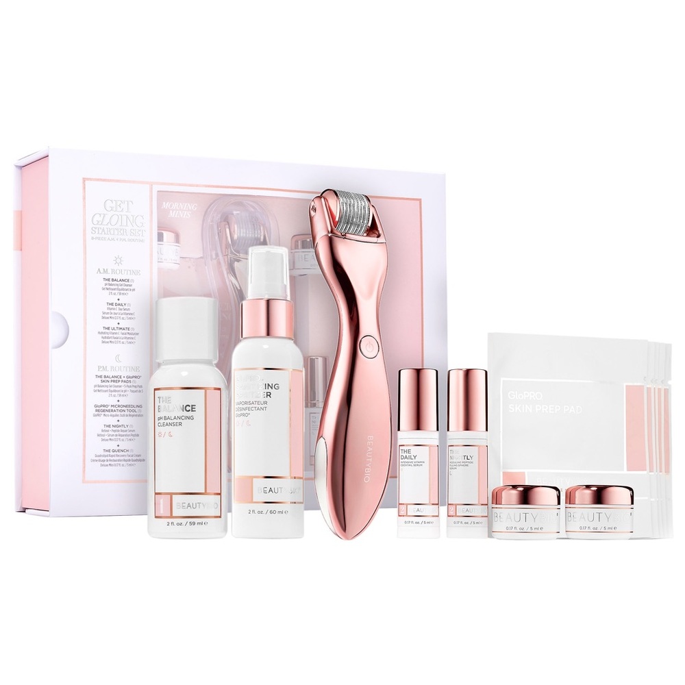 Beauty Bio GloPRO Microneedling Starter Skincare Set Rose Gold